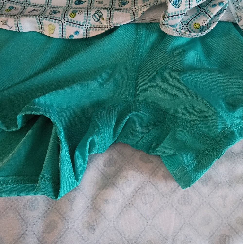 Lucky in Love Eyelet You Win Pickleball Skirt Built in Short Capri Print M NWT - Picture 10 of 13